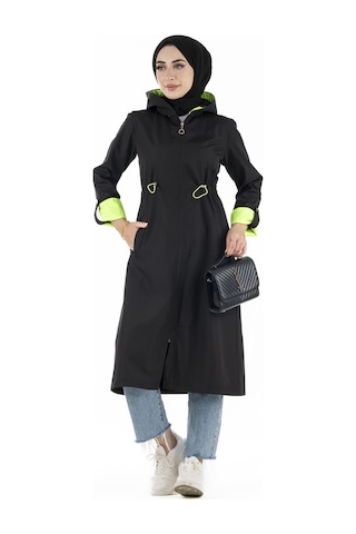 Sevitli Neon Trençkot-siyah-2448-siyah Siyah