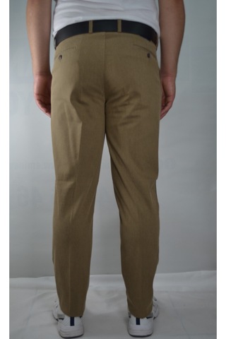 Battal Erkek Cizgili Reguler Pamuk Pantolon Kum