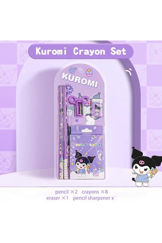 Sanrio Kuromi Cinnamoroll Kuromi Kırtasiye Seti 12 Parça Kuromi Kırtasiye Seti Mor