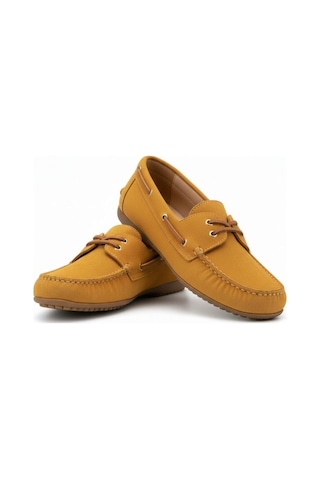 Ne&ve Shoes Hardal Süet Hakiki Deri Kadın Bağcıklı Loafer Ayakkabı