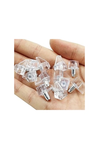 Kristal Raf Pimi Şeffaf Cam Ahşap Metal Raf Tutucu Çivisi Mobilya Dolap Pimi 100 Adet