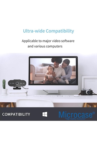 Microcase 1080p 360 Dönerli Mandal Kıskaçlı Full Hd Webcam Kamera Zr807 - Al5149