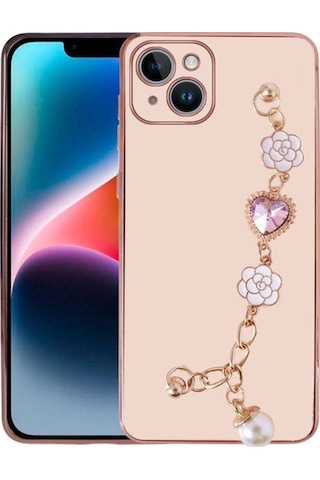 Apple Uyumlu iPhone 15 Plus Kılıf El Tutamaçlı Kamera Korumalı Zore Taka Silikon Kapak Pembe
