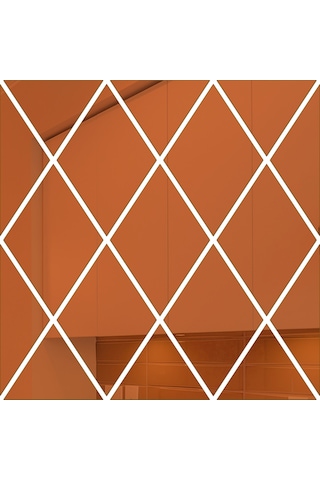 Vkemall Akrilik Renkli Yansımalı Duvar Sticker, Modern Ev Dekorasyonu, Diamond Desenli, Kahverengi, S Boyutu Çok Renkli