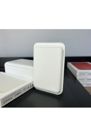 Magsafe Deri Cüzdan Kartlık Tüm Modellerle Uyumlu - Bordo Beyaz
