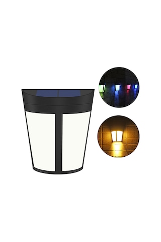 Vkemall 6 Led Güneş Enerjili Dış Mekan Yarıçember Duvar Lambası, Hassas Işık Kontrolü, Ip65 Su Geçirmez, 1000mah Şarj Edilebilir Pil, Islak Beyaz + Renkli Işık Çok Renkli
