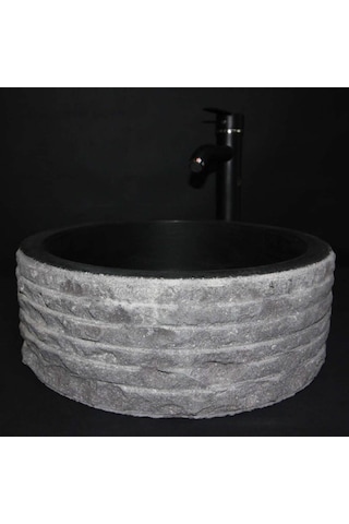 Bazalt Siyah Dışı Çizik Patlatma Silindir Lavabo