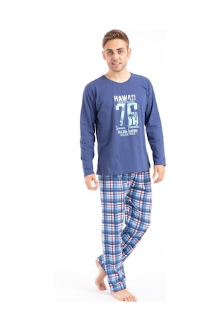 Tampap Erkek Baskılı Pijama Takımı Uzun Kollu 2170 İndigo (514478991) İndigo