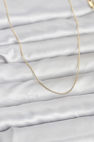 Cm 14k Gold Renk İnce Top Zincirli 60 Cm Kadın Kolye - Lisinya altın