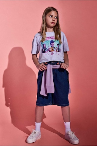 Defacto Kpop - Demon Hunters Cropped Fıt Bisiklet Yaka Kısa Kollu Tişört Kız Çocuk H9478a826hsgr421 Gri-gr421
