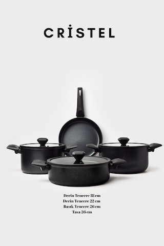 Cristel 7 Parça Tencere Seti Siyah Siyah