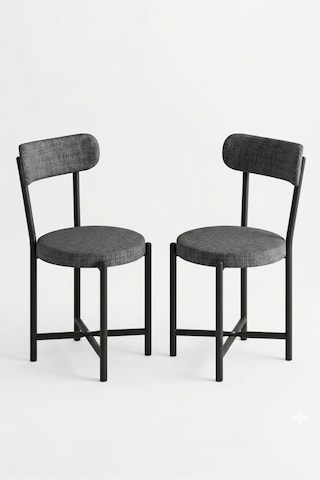 Sandalye 2 Adet Keten Kumaş Metal Ayak Modern Mutfak Sandalyesi Cafe Balkon Ofis Teddy Antrasit