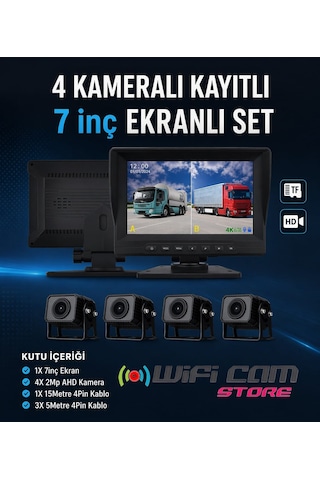 7 İnç Ahd 4 Kameralı Kayıtlı Arac Kamera Seti