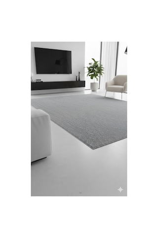 Via Yıkanabilir Kaydırmaz, Pamuk Dokuma, Premium Kalite Salon&mutfak&yemek Odası Kilimi-814 Gri
