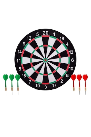Büyük Boy Dart Seti 36 Cm Çift Taraflı Dart Hedef Tatası 6 Oklu