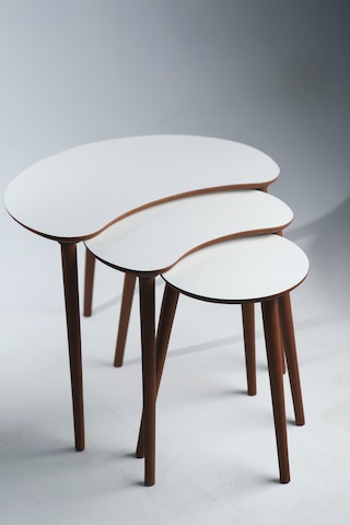 Berlin 3'lü Zigon Sehpa &100 Mdf Beyaz