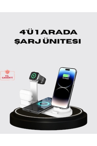 Uyumlu Kablosuz Şarj İstasyonu 4 Cihaz Destekli Hızlı Şarjlı
