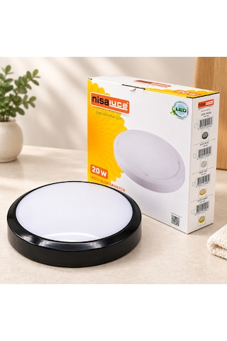 20w Led Glop Armatür Sıva Üstü Yuvarlak Siyah 6500k 1800lm Ip20