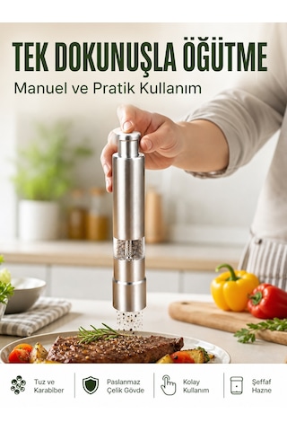 Orta Boy Kararbiber Ve Tuz Öğütücü - Kolay Kullanım, Şık Tasarım Yeni Nesil Çok Renkli