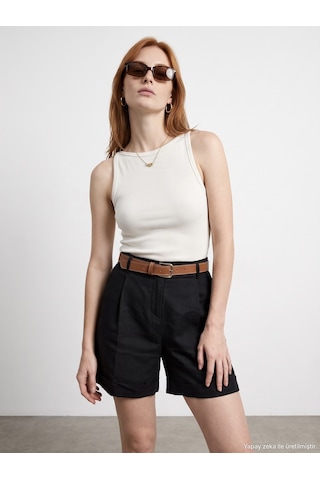 Dilvin 32774 Halter Yaka Top-ekru