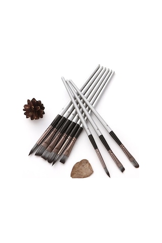 Willowhaven Zhu Tıng 24 Adet Naylon Kıl Boya Fırçası Seti, Suluboya Fırçaları, Bez Çanta, Turuncu Kırmızı Çubuk