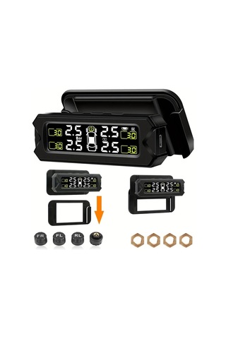 Boatshop1 Araba Suv Pikap Mpv Orv Tpms Siyah Kablosuz Harici Sensör Kiti Güneş Enerjili Ayarlanabilir Çıkarılabilir Braket