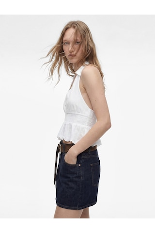 Koton Pamuklu Normal Bel Düğmeli Cepli Mini Denim Şort Etek Koyu İndigo 6sal70033md