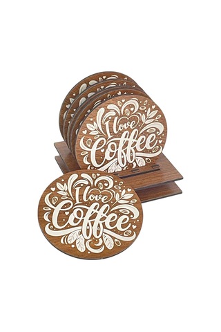6 Lı Mdf Bardak Altlığı Dekoratif Ecceca1037 Karışık