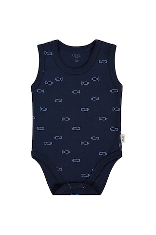 Civil Baby Balık Empirme 3-36 Ay Çıtçıtlı Badi - Lacivert