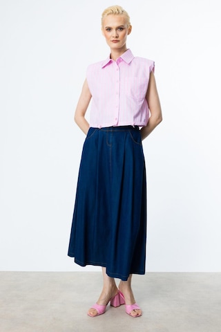 Ekol Tensel A Kesim Cepli Uzun Etek-5655 İndigo