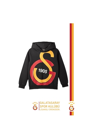 Galatasaray Lisanslı Büyük Logo Baskılı Kişiye Özel Çocuk Sweat Hediyelik Ahşap Kutulu 095 Siyah