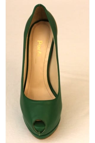 Platform Kaşık Topuk Yeşil Hakiki Deri Kadın Ayakkabı Çok Renkli