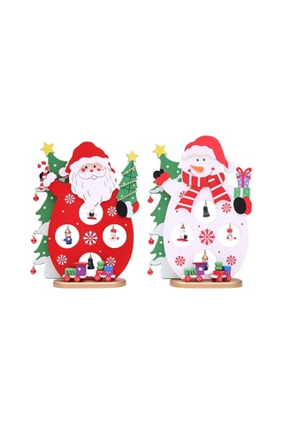 Xiyyadms Noel Günü Santa Ve Kar Adamı Ahşap Figürü - Masajüstü Dekoratif Noel Aksesuarı
