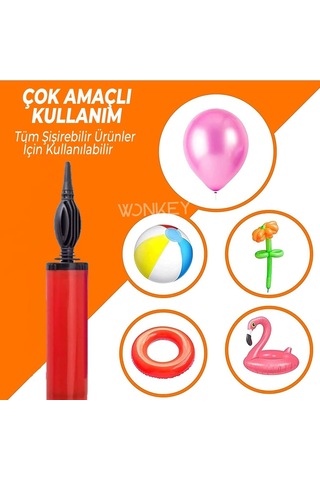 Wonkey Toys - 1 Adet Hızlı Balon Şişirme Pompası, Manuel 1.kalite Büyük Boy Balloon Pump Diğer