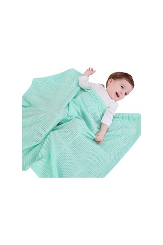 Vkemall "yumuşak Pamuk Bebek Battaniyesi - Nefes Alabilir Delikli Tasarım, Seyahat Ve Uyku İçin" Nane Yeşili