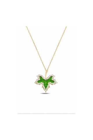 Çekirdekjewelry 925 Ayar Gümüş Çınar Yaprak Kolye Rose