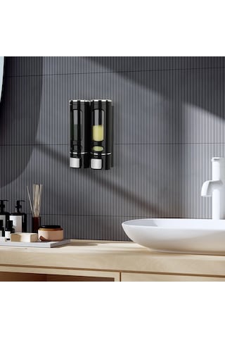 2 Adet Siyah 400ml Banyo Mutfak Lavabo Oteller El Dezenfektanı Sabunluk Manuel Şampuan Sıvı Tutucu Siyah