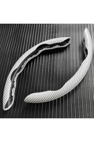 2025 Yeni Lüks Parlak Karbon Fiber Doku Araba Direksiyon Kapağı, Kaymayan, 2pcs White Beyaz