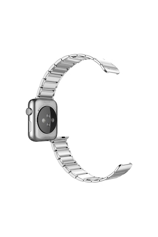 Watch 10 42mm Uyumlu Magnetik Metal Kordon Raptic Classic Serisi Gümüş Gümüş