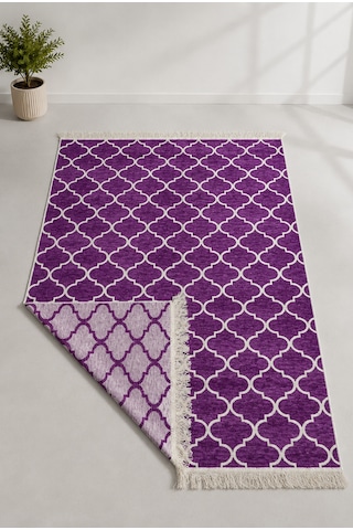 Kilim Paspas Çok Amaçlı Halı Makinede Yıkanabilir Toz Yapmaz Lila 2