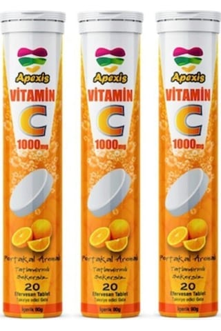 Apexis Vitamin C 1000 Mg 20 Efervesan Tablet 3 Adet 1000