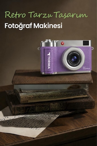 Torima CMR50 Mini Dijital Retro Kamera 48 MP Selfie Video Vlog Kamerası