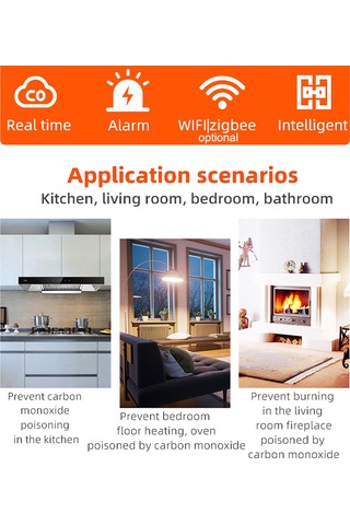 Teltree Zigbee Akıllı Karbonmonoksit Alarmı Mobil Uygulama İle Anlık Gaz Takibi Çoklu Alarm Seçenekleri Usb Güç Kaynağı