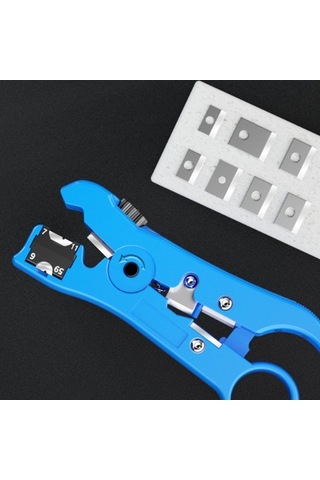 Besthome1 Abs+sk5 Mavi Çelik Ergonomik Kollu Açıcı: Rg-59/rg-6/rg-7/rg-11, Dairesel/düz/çift Taraflı Koaksiyel Kablolar İçin