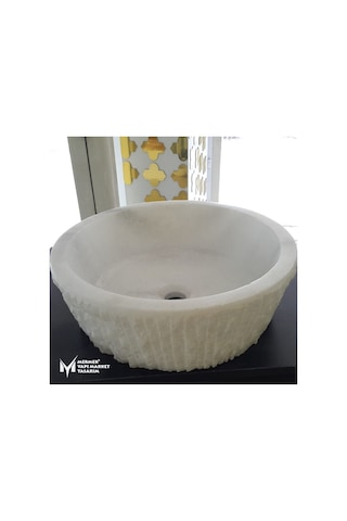 Beyaz Mermer Dışı Dikey Patlatma Lavabo