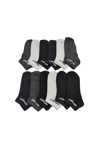 Leement Socks Unisex 12'li Yarım Konç Spor Çorap Ekonomik Beyaz