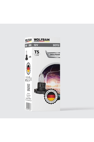 Wolfram 12 Volt 1.2 Watt Siyah T5 Duylu Gösterge Ve Panel Ampulü - 10 Adet