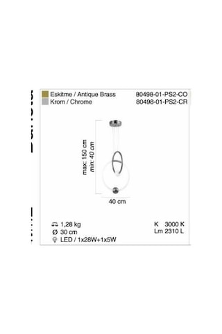 Lucea Barısta 48W 3000K 2'Li Eskıtme Ledlı K.Boy Sarkıt