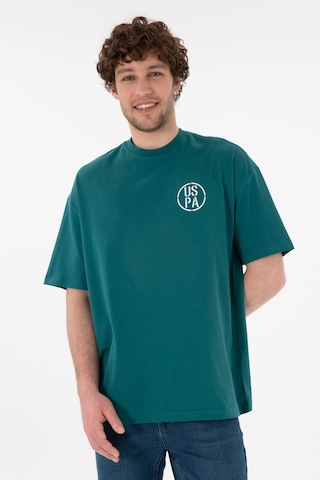 U.S. Polo Assn. Erkek Oversize Fit Bisiklet Yaka Koyu Yeşil Tişört 50305904-VR101