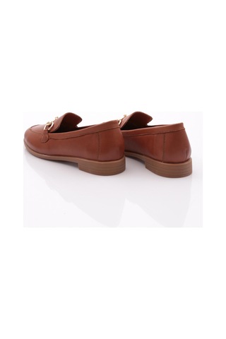 Dgn 1850 Kadin Metal Aksesuarli Loafer Ayakkabi Koyu Taba